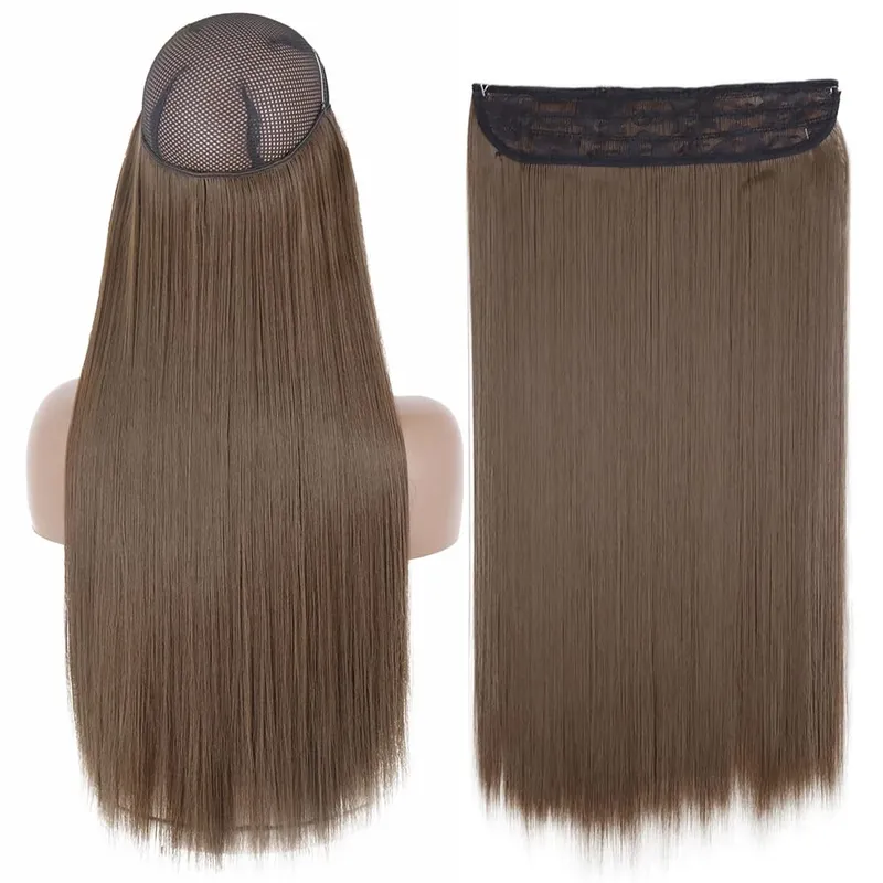 Sintético sem clipe de onda extensões de cabelo escondido segredo falso peça de cabelo uma peça linha de peixe falso pedaço de cabelo — image 16