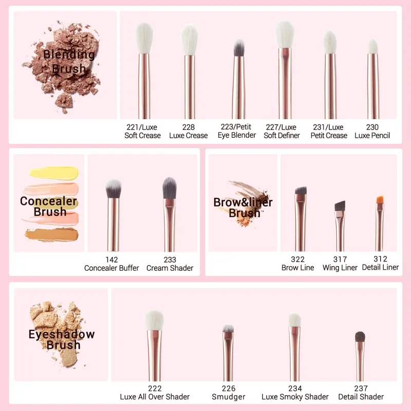 Jessup conjunto de pincéis de maquiagem, 15 peças, conjunto de pincéis para olhos, sombra sintética natural, delineador, mistura de sobrancelha, branco pérola t217