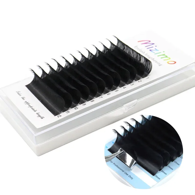 Mizimo cílios postiços de vison 10mm-25mm c/d, cílios postiços únicos enxertados, cílios postiços pretos com flores estendidas naturais, maquiagem para os olhos