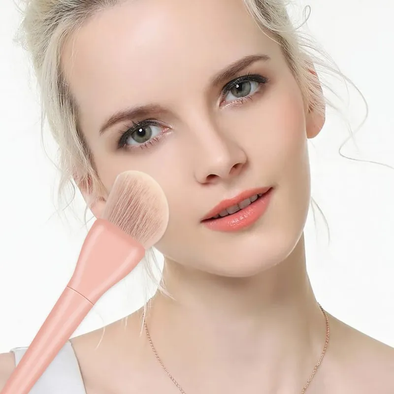 Conjunto de pincéis de maquiagem, 10 peças, laranja/rosa/azul/verde, sombra, delineador, pincel de maquiagem, cabelo natural, base, pó, blush