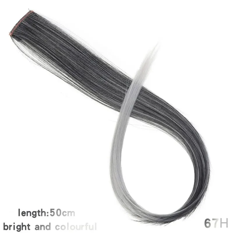 Lupu Synthetic Long Straight Rainbow Highlight Colored Hair Extensions Clip In Fake Hair Pieces For Women Heat Resistant