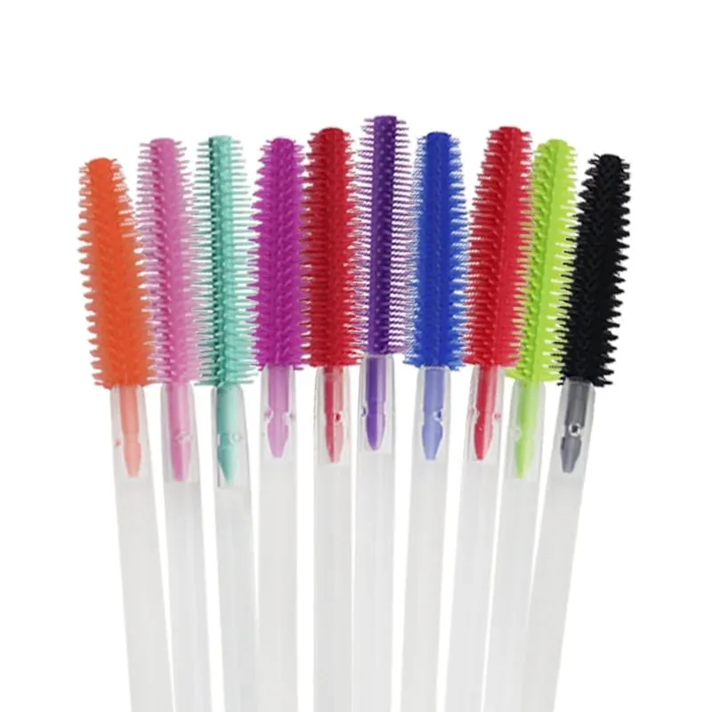 Pincéis descartáveis ​​de silicone para cílios, 50 peças, haste transparente, rímel, escova para cílios, extensão de cílios, ferramentas de maquiagem, imperdível