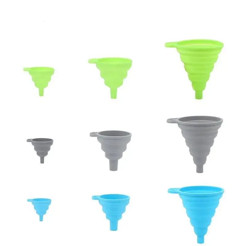 3 pc silicone dobrável funil cozinha do agregado familiar cozinhar ferramentas portátil vinho mini portátil pote de óleo funil