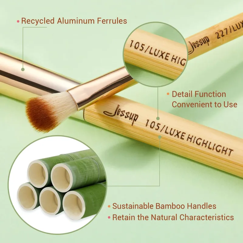 Jessup Brushes 20 支竹製專業化妝刷套裝粉底細節眼線眼影眉毛混合