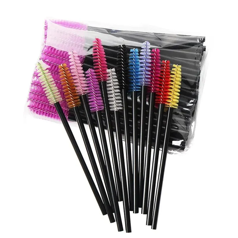 Escova descartável para cílios, 50 peças, aplicador de rímel, diamante, extensão de cílios, ferramentas de maquiagem feminina