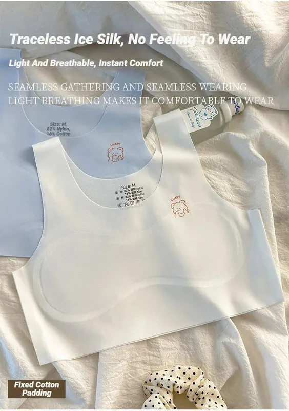 3Pcs Teenagers Comfortable Breathable Simple Training Bra Vest Soft Elastic Skin Friendly Lingerie For Girls No Steel Ring — image 10