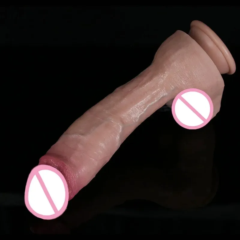 Xxl com vibrador realista de silicone, pau macio, ventosa, pênis, brinquedos sexuais anais, estimulador de ponto g com eixo curvo e bola
