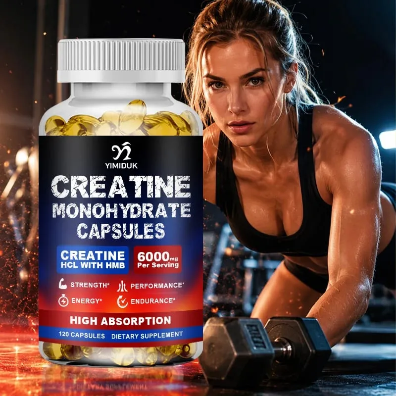 High Absorption Creatine Capsules with Mixed Creatine Vitamin E Boost Muscle Growth Extend Workout Accelerate Recovery
