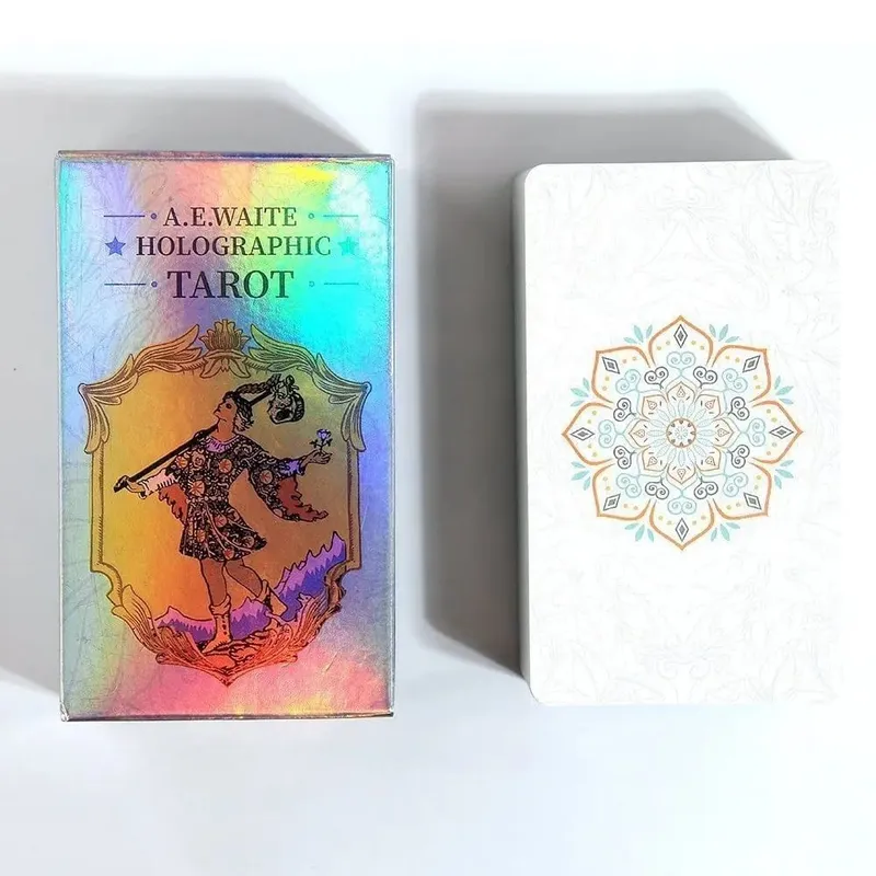 Colorido holográfico waite tarot padrão 78 cartão configuração espelho luz e sombra cartão rosto adivinhação imersiva