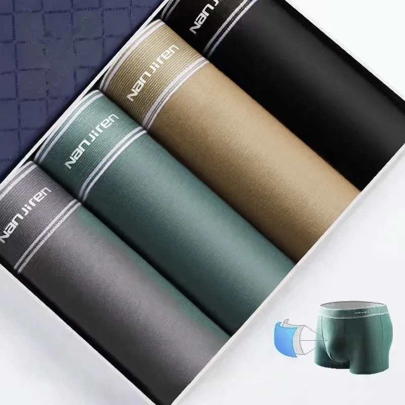 4Pcs/lot Men's Underwear Sexy Boxer Shorts Cotton Panties Man Solid Underpants Male Soft U Convex Lingerie Plus Size L-6XL — image 1