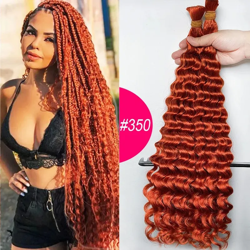4 # chocolate marrom onda profunda cabelo humano em massa para tranças boho encaracolado trança cabelo 18-30 polegada pacote de cabelo remy brasileiro