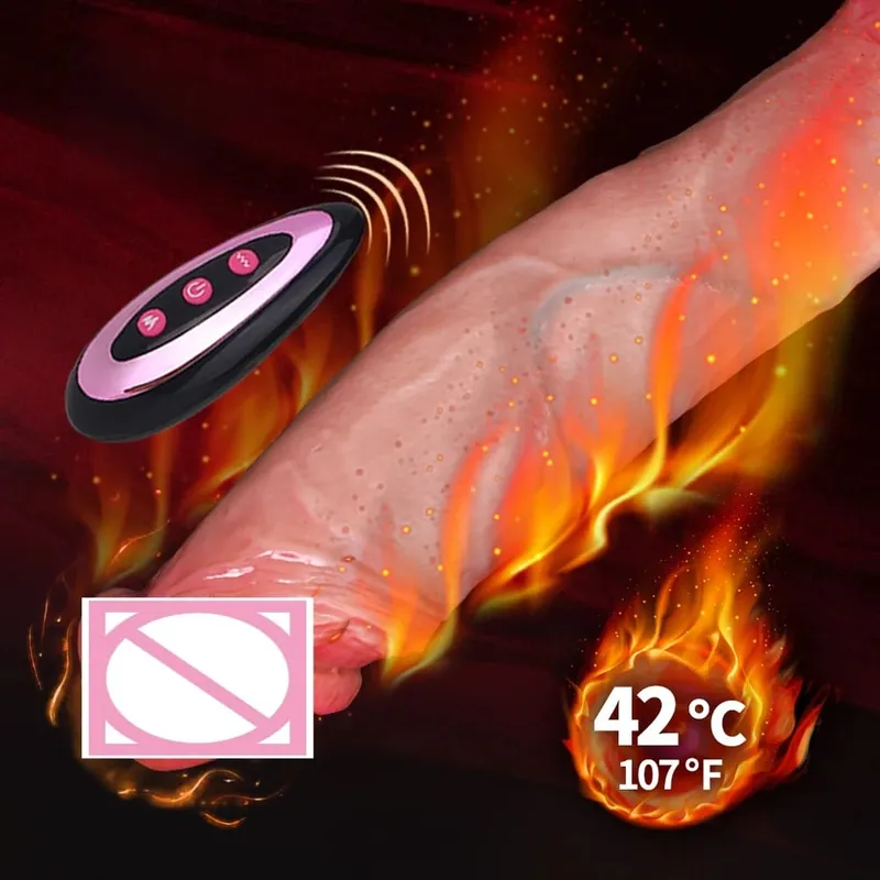 Ventosa de silicone realista vibrador telescópico impulso vibrador aquecimento remoto strapon brinquedos sexuais adultos para casais femininos