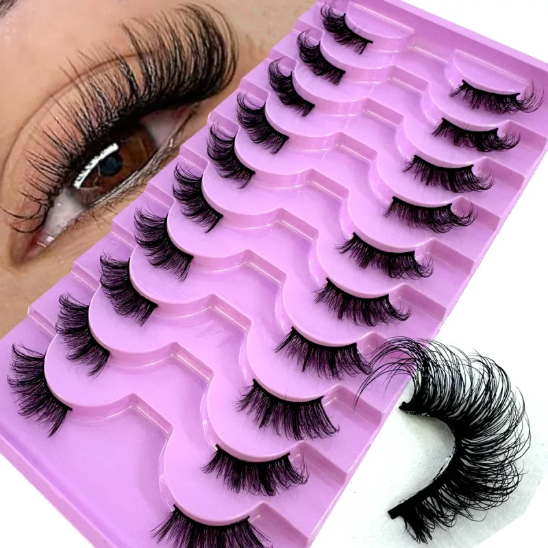Half Lashes 10 Pairs Half Lashes Soft Natural Cat Eye Lashes Makeup Tool Fake Eyelashes Extension Fluffy Faux Cils