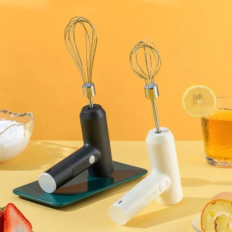 Batedor de ovos elétrico, batedor de comida, portátil, recarregável, 3 velocidades, batedor de ovos, massa, bolo, creme, misturador, ferramentas de cozinha