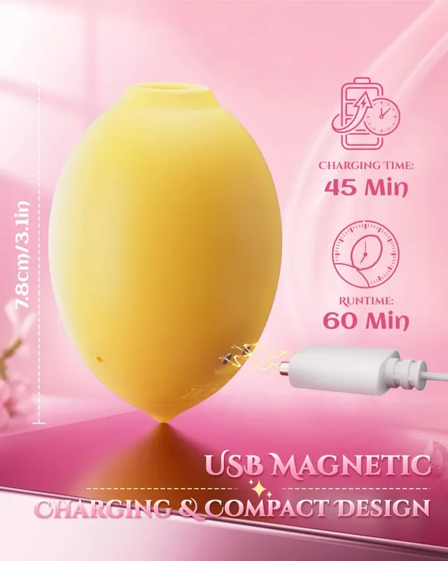 檸檬振動器吸吮振動器陰蒂刺激器，帶有 10 種吸吮模式矽膠陰蒂吸盤女式情侶性玩具 18+
