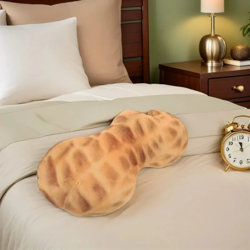 Travesseiro decorativo macio em formato de amendoim criativo, suporte de pescoço de 45 cm para sofá-cama, travesseiro de pelúcia fofo para uso doméstico