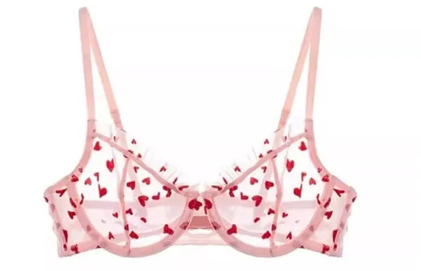 Conjunto de lingerie transparente com estampa de coração francês, sutiã ultra fino com armação, renda sexy, push up, reunião, pequeno impulso de peito, venda quente — image 10