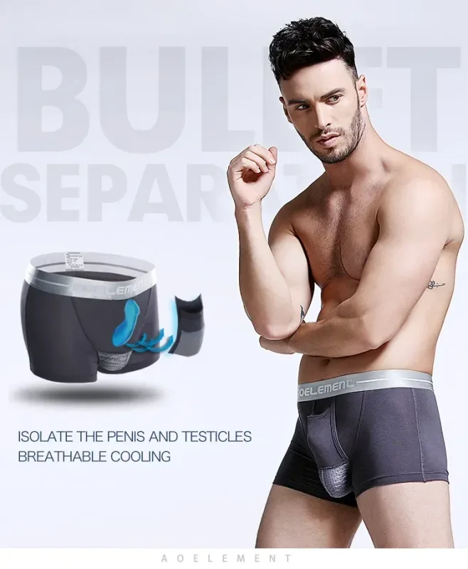 Bala roupa interior separada masculina ventilada verão cuecas secas saco de seda gelo boxers saudáveis