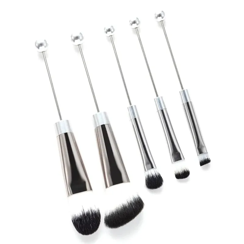【5 peças pincel de sombra com contas diy pincel cosmético com contas kit de ferramentas de pincéis de maquiagem com cabo de metal durável pincéis de maquiagem para os olhos