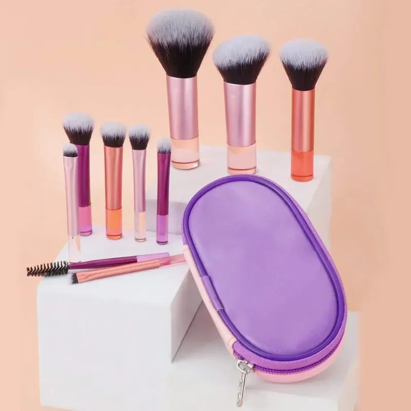 10 pçs pincéis de maquiagem conjunto com saco cosméticos sombra fundação pó solto blush detalhe escova mistura beleza compõem ferramentas — image 10