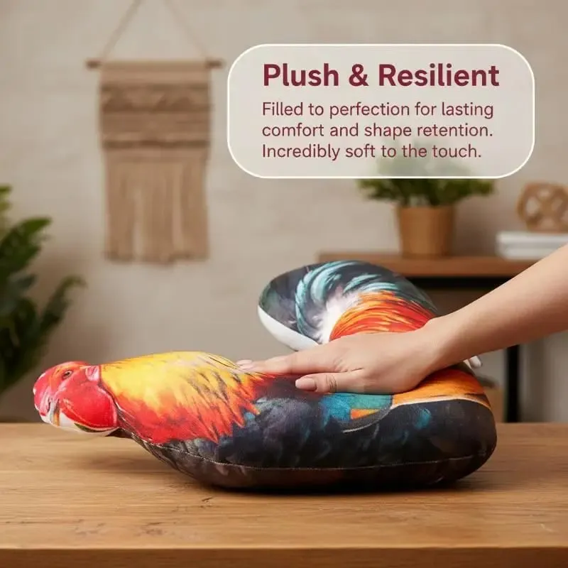 Vivid Lifelike Rooster Plush Throw Pillow 3D Print Soft Fluffy Stuffed Cushion for Bedroom Sofa Decor Gift for Kids Adults