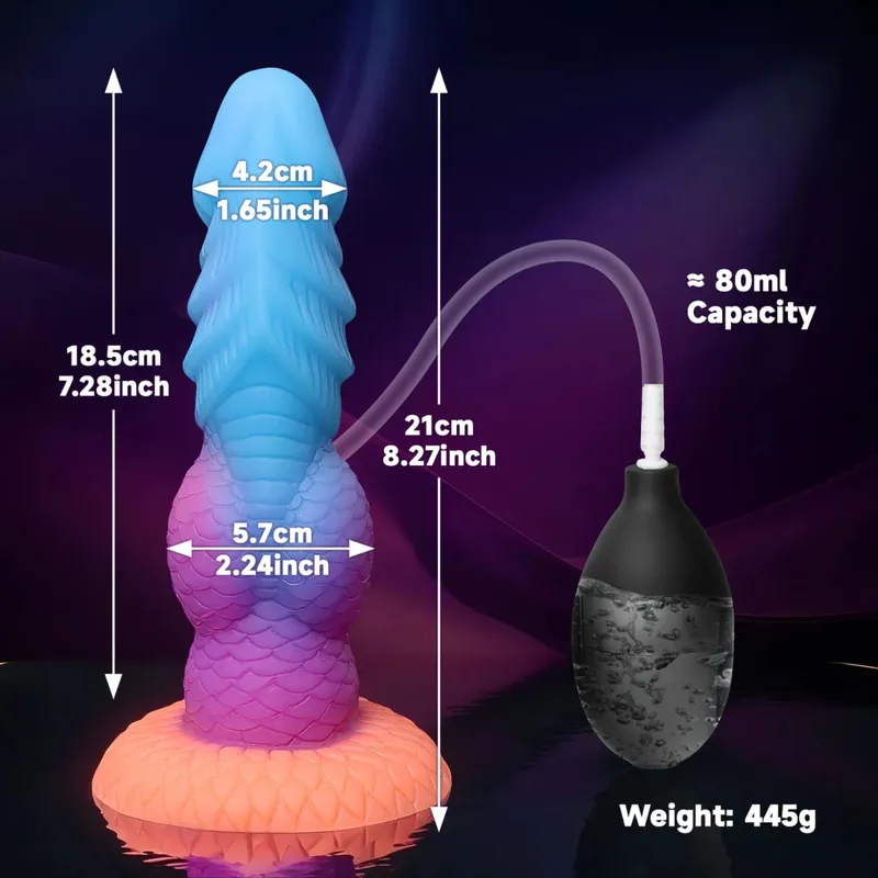 射精怪物假陽具柔軟矽膠陰莖充氣大結假陽具噴出強力吸盤迪克性玩具女式男式 18 歲以上