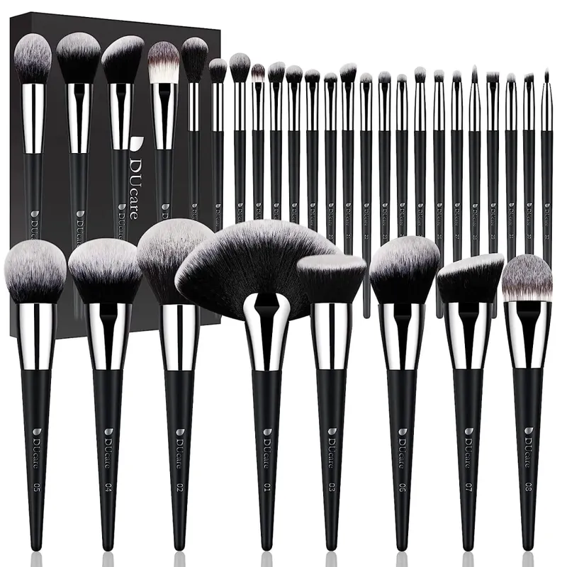 Ducare conjunto de pincéis de maquiagem profissional, 32 peças, base sintética premium, pincel de mistura, pó facial, blush, corretivos, sombras