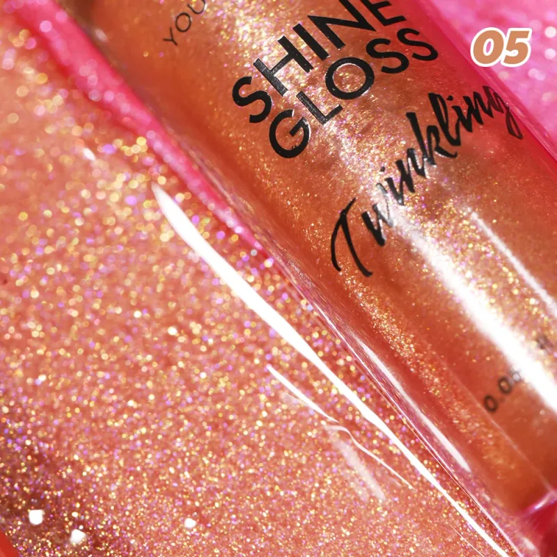 2pc Set Matte Lip Liner And Starry Glitter Lip Gloss Pearlescent Fine Shimmer Long-Lasting Hydration Non-Sticky Makeup