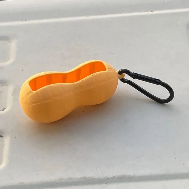 Novo arco doce forma de amendoim silicone batom capa chaveiros cor sólida saco de armazenamento batom leve titular bálsamo labial