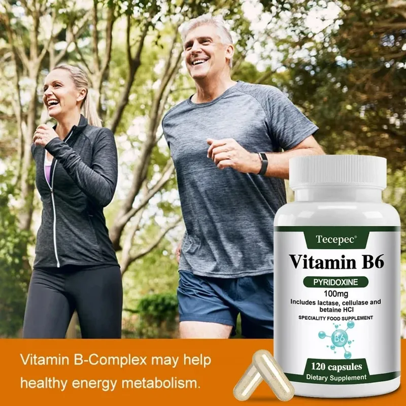 Vitamin B6 Capsules - Brain Function & Memory Concentration Cardiovascular Skin Hair Immune Non-GMO Dietary Supplement