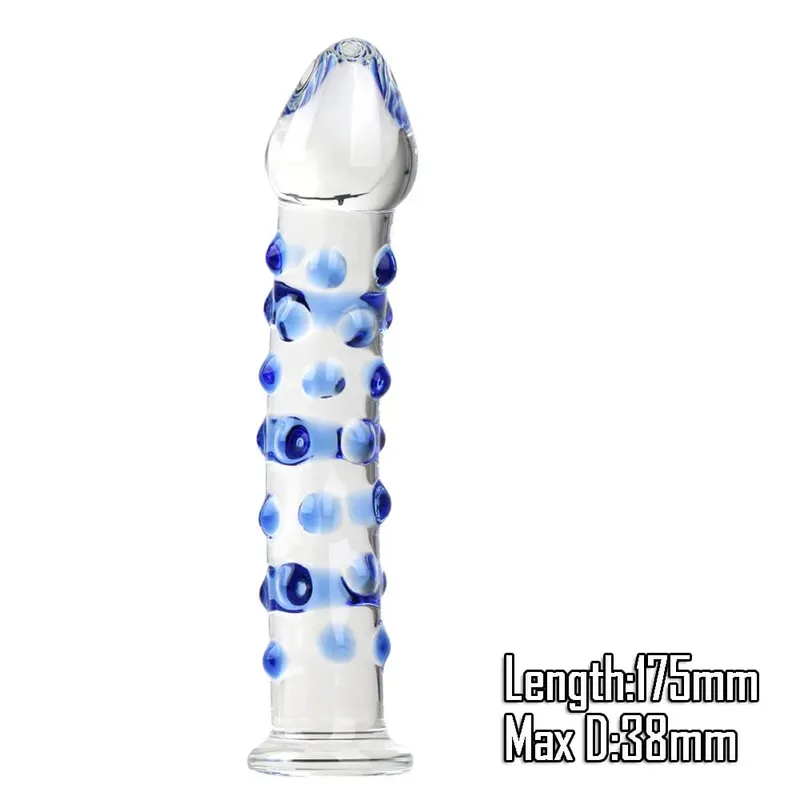Pyrex Glass Dildo 195x33mm Fake Penis Crystal Anal Beads Butt Plug Prostate Massager G Spot Female Masturbation Toys