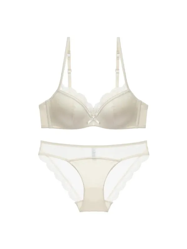 Conjunto de sutiã de renda sem costura de verão para busto pequeno fio macio anti-flacidez emagrecimento bralette & calcinha lingerie leve conjunto sexy