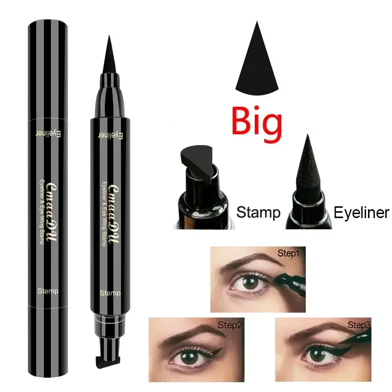 Delineador grande com vedação de duas cabeças, à prova d'água e de secagem rápida, delineador líquido preto, caneta de cola para cílios pequenos, maquiagem cosmética, 1 peça