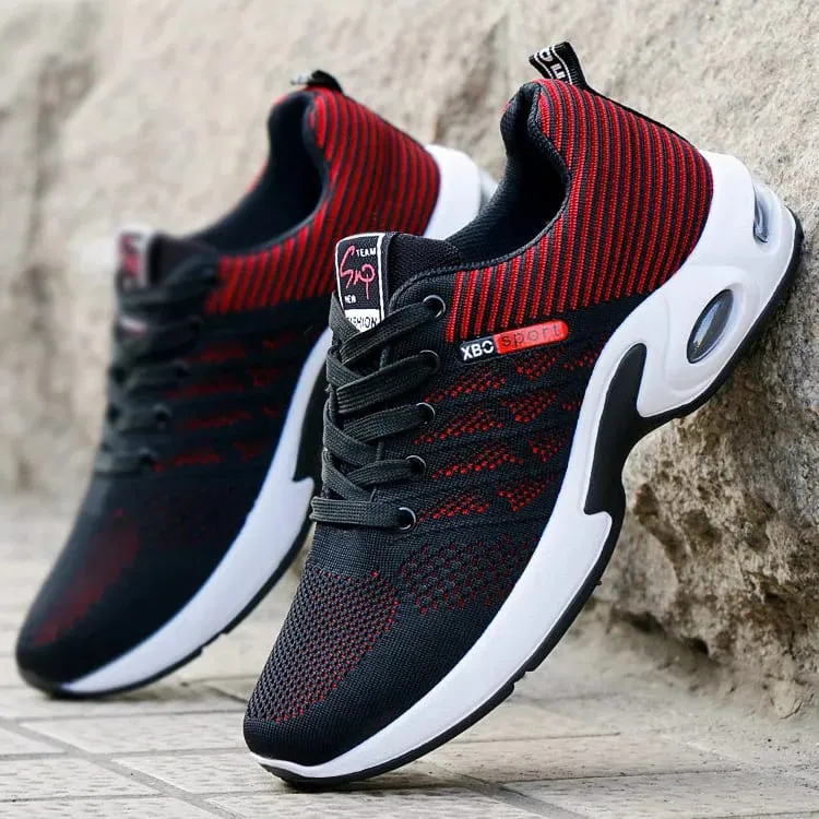 Tênis casual masculino malha respirável rendas até versátil leve sola macia caminhada diária calçado de corrida para uso ao ar livre