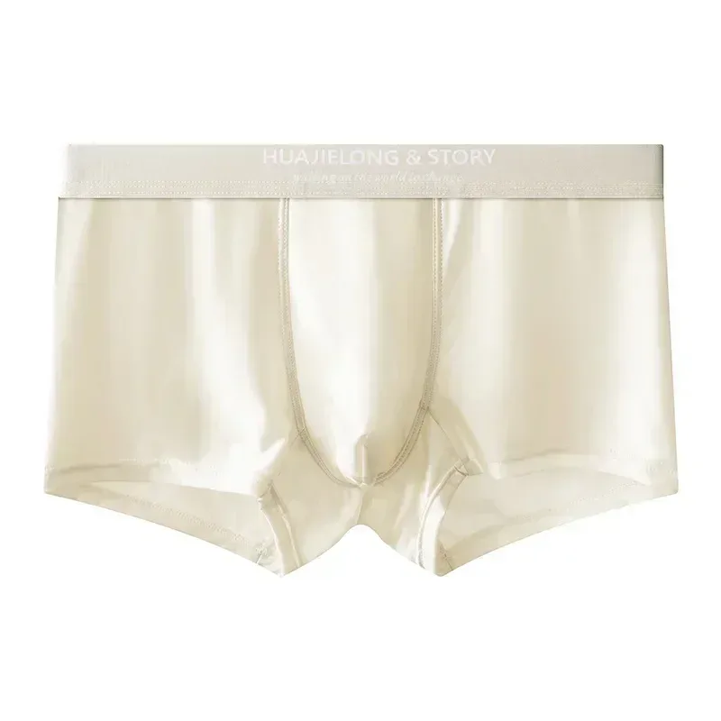 1/3 pçs masculino fresco gelo seda boxers shorts verão cetim-como sólida cuecas pele amigável malha respirável virilha roupa interior masculina