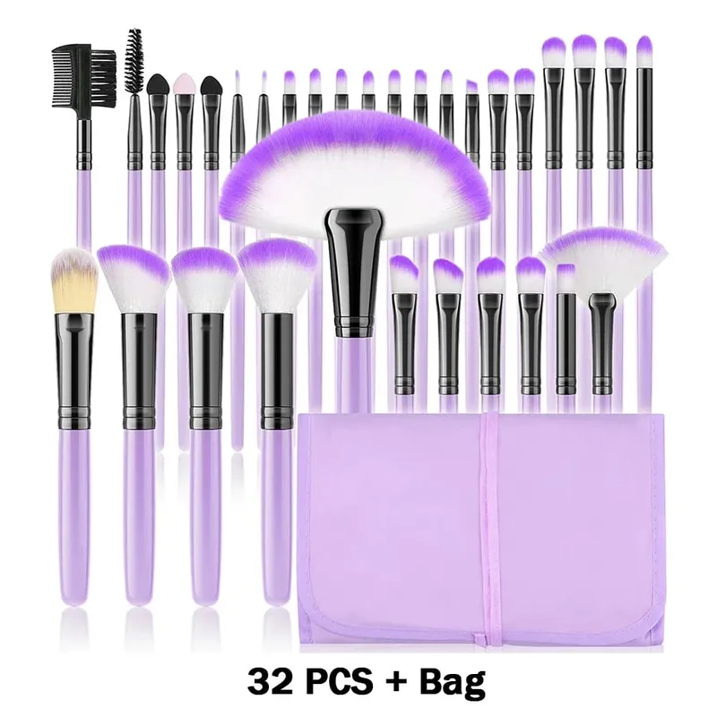 Conjunto de pincéis de maquiagem, 10/32 peças, pó macio, base, contorno, blush, corretivo, sombra, iluminador, ferramenta de beleza