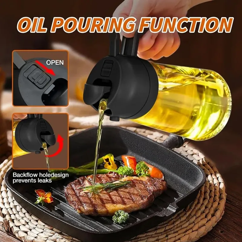 1-4pc 2-em-1 pulverizador pourer óleo garrafa vazia recipiente de óleo de plástico dispensador vaporizador cozinha churrasco acampamento utensílios de cozinha