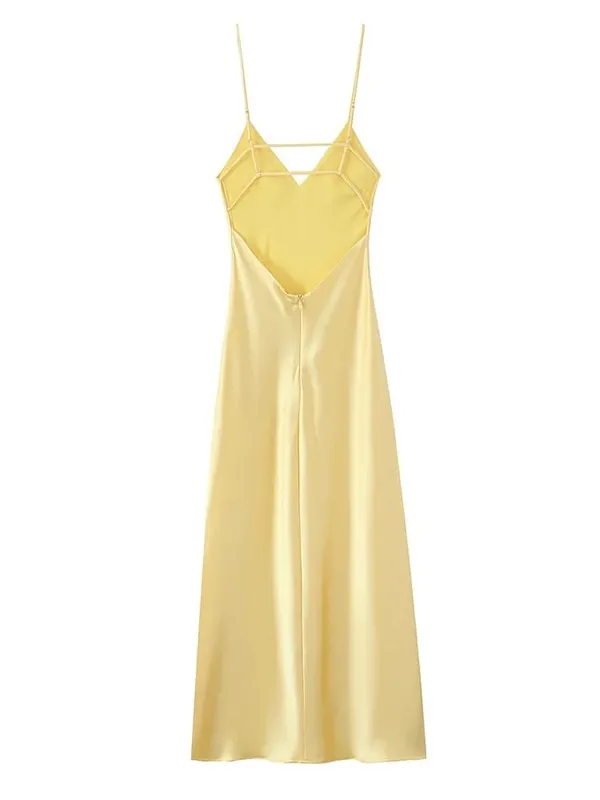 Sólido sem costas mancha maxi vestido feminino casual cinta de espaguete com decote em v vestidos de cintura alta 2026 senhora verão férias vestidos de festa