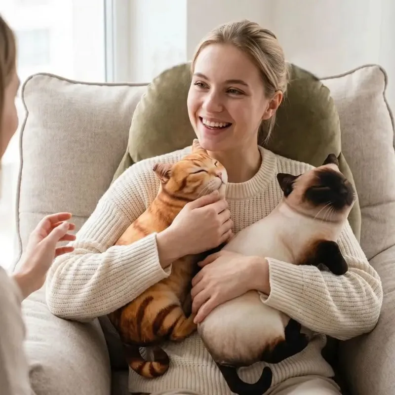 Plush Material Animal Body Pillow PP Cotton Filled Soft Texture Poultry Throw Pillows Cat Pattern Cute Design
