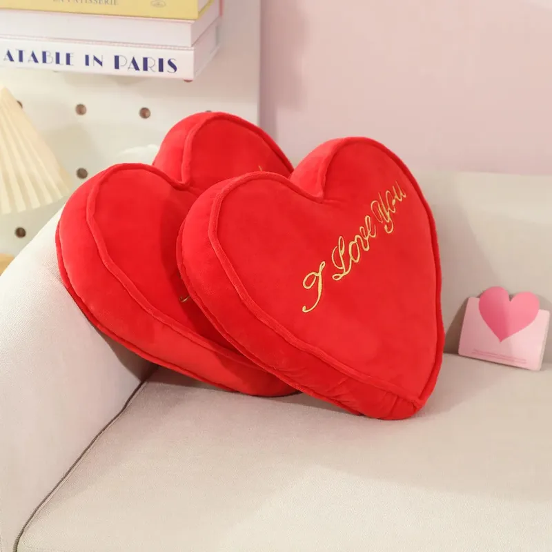 35x30cm Red Heart Plush Pillow Stuffed I LOVE U Back Support Seat Cushion Soft Valentine's Day Party Decoration Girlfriend Gift