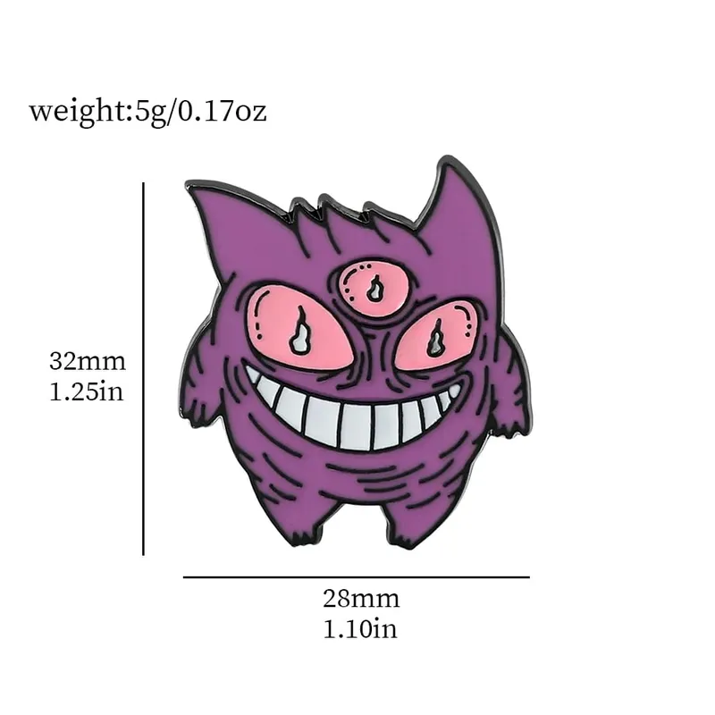 Gengar broches de desenhos animados, alfinetes de lapela esmaltados de anime para mochila, acessórios, coleção de fãs, broches, presentes