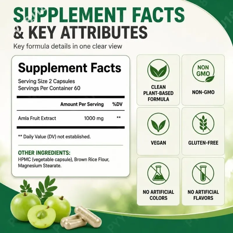 Amla Superfruit 20x Extrato Cápsulas com Phyllanthus Emblica para Promove Energia Calma Saúde Digestiva Pele/Cabelo Radiante 120Ct