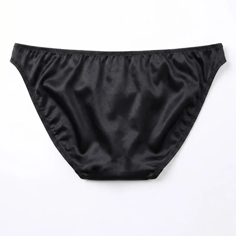 Cetim de seda gelo como roupa interior masculina sólido estiramento alta garfo cuecas triangulares bulge bolsa suave respirável underpant