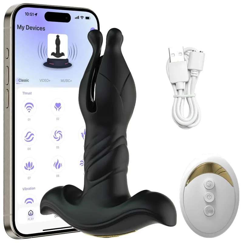 張力衝擊拍打推力肛門塞肛門振動器前列腺按摩器肛門玩具 APP 遠端雙控男士性玩具
