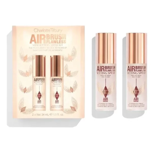 Charlotte Tilbury Setting Spray 16H à prova d'água sem peso e varinha de contorno misturável edificável e sombra 12Pan intensamente pigmentada