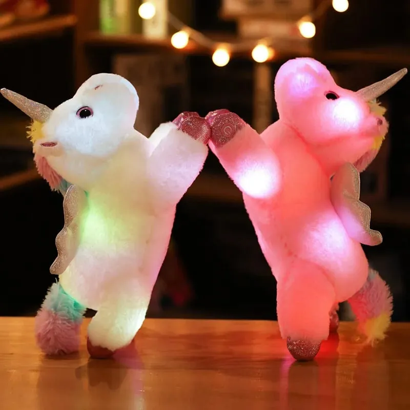 38cm creative Toy Luminous Pillow Soft Stuffed Plush Glowing Unicorn Cushion Led Light Toys Gift For Kids Children Girls