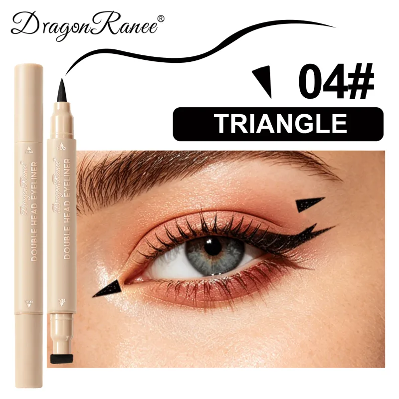 Delineador líquido com carimbo de cabeça dupla, à prova de manchas, secagem rápida, à prova d'água, 2 em 1, colorido, amor, estrela, borboleta, linha de olhos, maquiagem