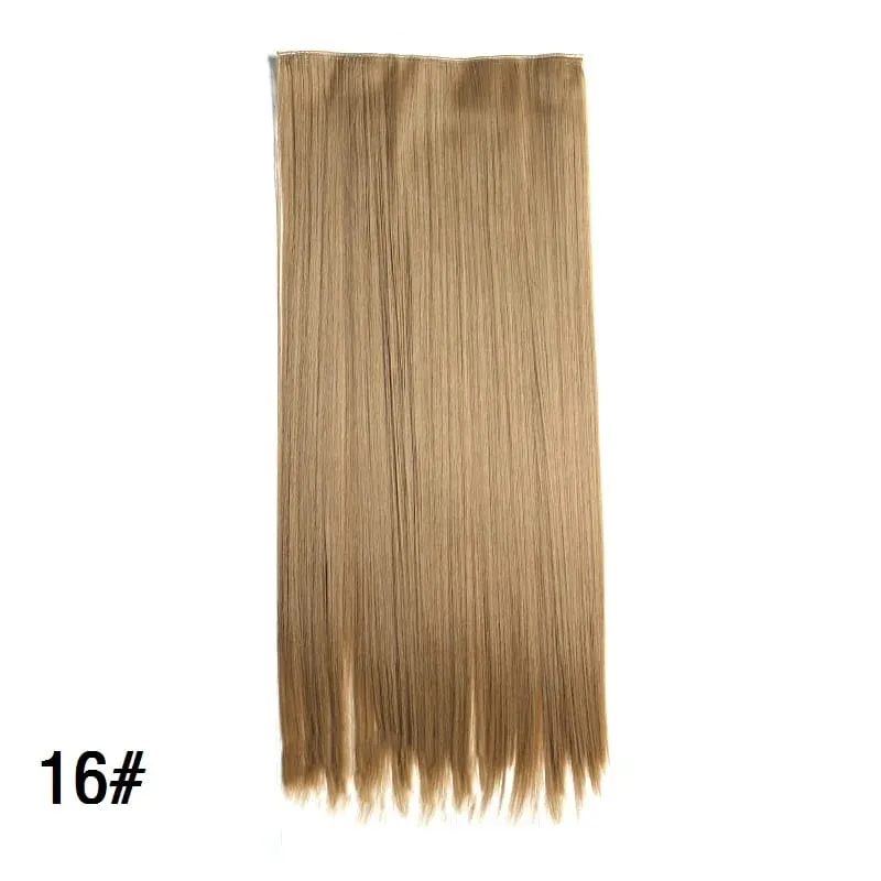 Extensões de cabelo invisíveis sintéticas de 5 clipes de uma peça longa e reta 24 polegadas resistente ao calor para mulheres