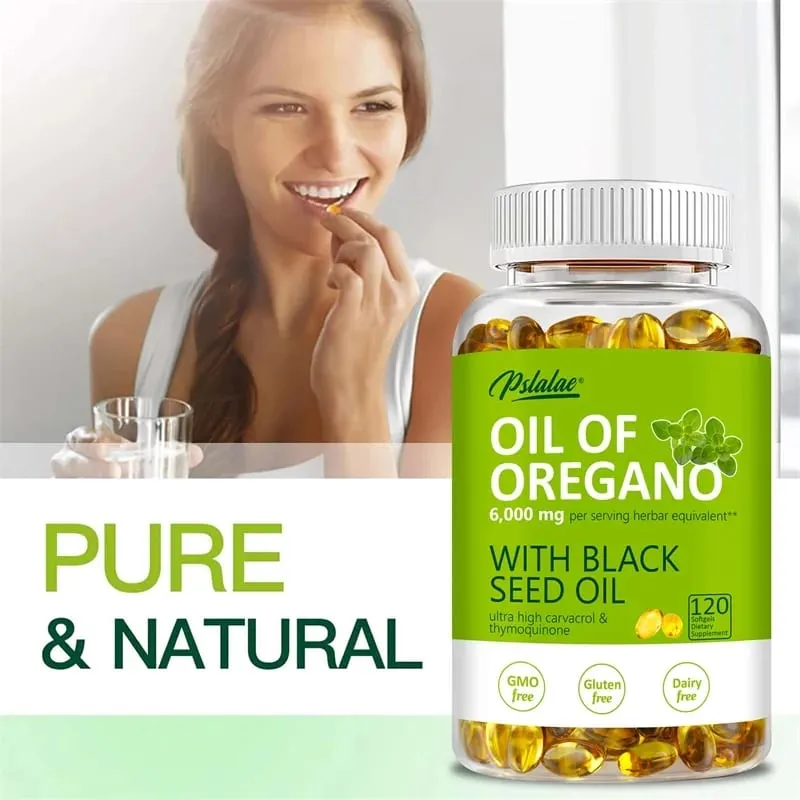 Oregano Oil Capsules - with Black Seed Oil - Digestive Support Gastrointestinal Health Immune Support