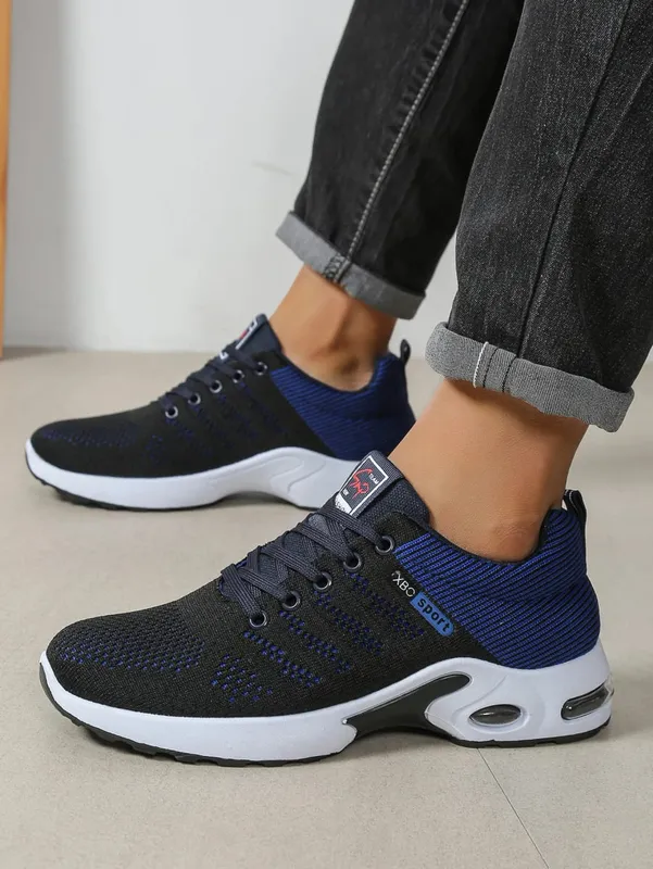 Tênis casual masculino malha respirável rendas até versátil leve sola macia caminhada diária calçado de corrida para uso ao ar livre